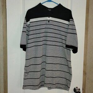 Vintage Walnut Creek Men's black and white striped Polo Sz. L